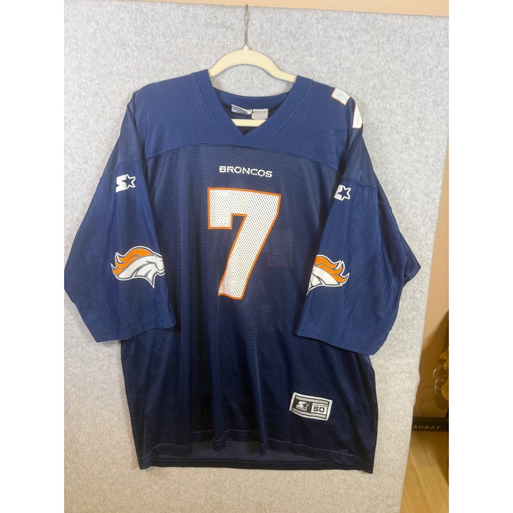 Vintage Starter Denver Broncos John Elway 7 Jersey Mens XL Navy Blue NFL Mesh